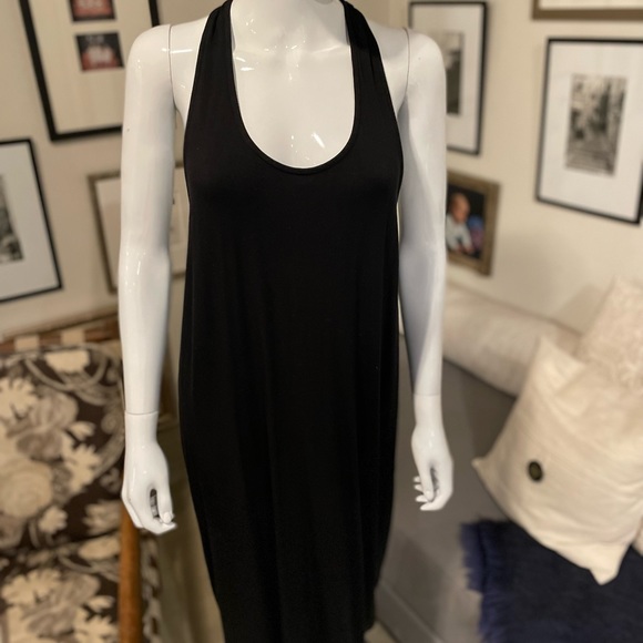 Splendid Black Racer Back Tea Length Dress - Picture 2 of 5